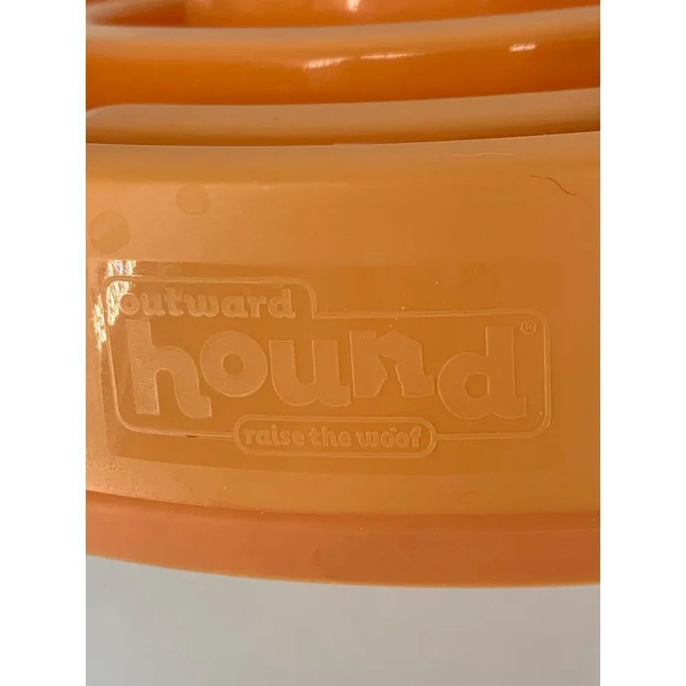 Outward Hound Fun Feeder Slo Bowl Size L Regular Orange Swirl Slow Dog Puzzle